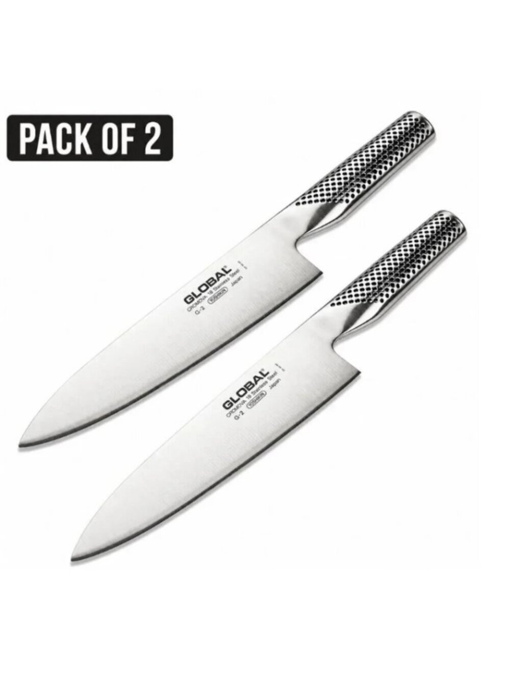 Global G-2 8" Chef’s Knife Cromova 18 Stainless Steel Classic Series – Pack of 2
